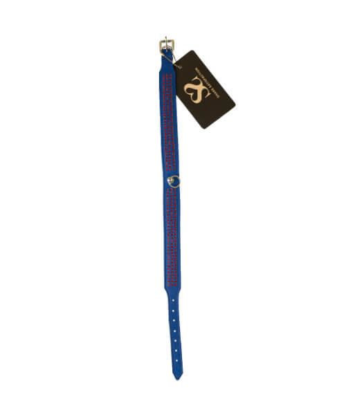 Zorba International Thin Three Row Collar With Gems - Blue leather