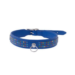 Zorba International Thin Three Row Collar With Gems - Blue leather
