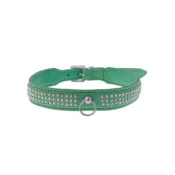 Zorba International Thin Three Row Collar With Gems - Green leather