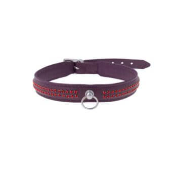 Zorba International Thin Collar With Two Gem Rows - Purple leather