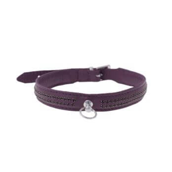 Zorba International Thin Collar With Two Gem Rows - Purple leather