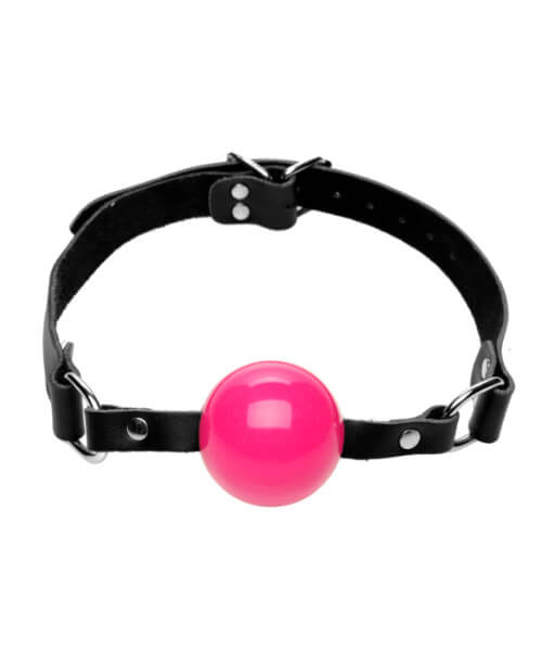 Pink Silicone Ball Gag with Leather Straps
