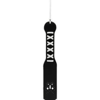 Black Leather Paddle with White Stitching