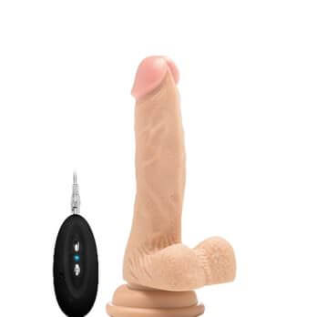 Vibrating Realistic Cock - 7" - With Scrotum - Black