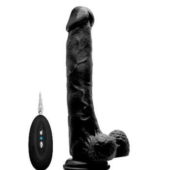 Vibrating Realistic Cock - 10" - With Scrotum - Clear