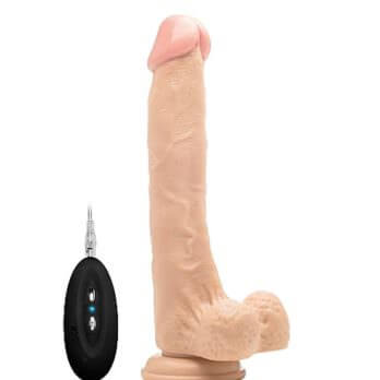 Vibrating Realistic Cock - 10" - With Scrotum - Clear