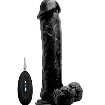 Vibrating Realistic Cock - 11" - With Scrotum - Clear