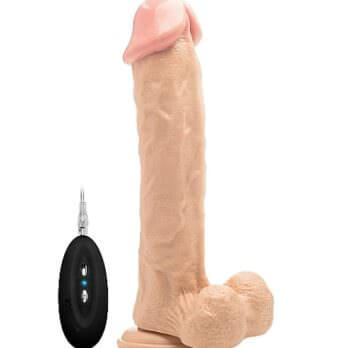 Vibrating Realistic Cock - 11" - With Scrotum - Clear