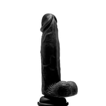 Realistic Cock - 8" - With Scrotum - Black