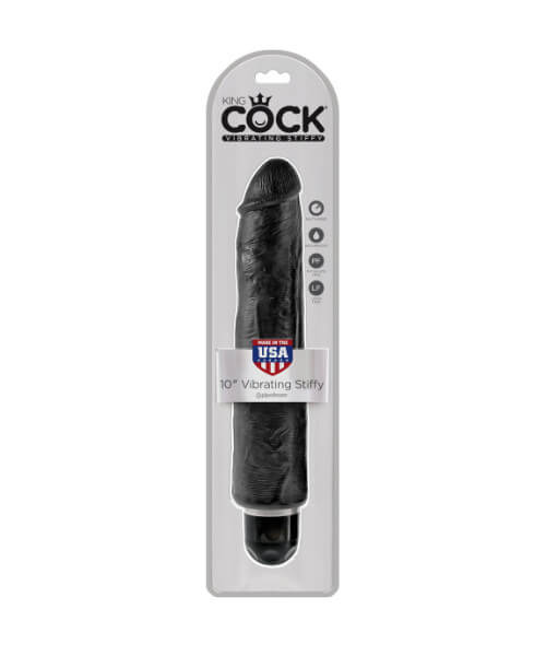 King Cock 10 in. Vibrating Stiffy Black