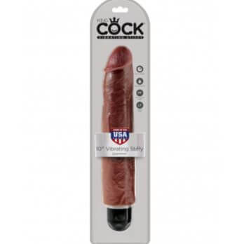 King Cock 10 in. Vibrating Stiffy Brown Flesh