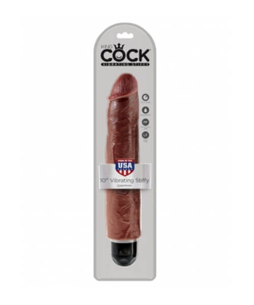 King Cock 10 in. Vibrating Stiffy Brown Flesh