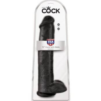 King Cock 15 in. Cock with Balls Brown