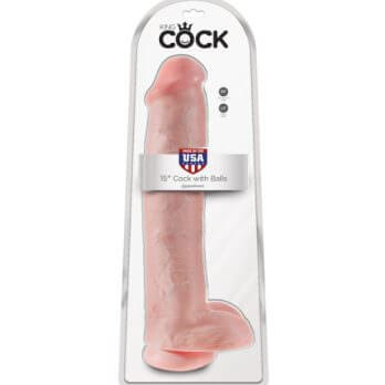 King Cock 15 in. Cock with Balls Brown