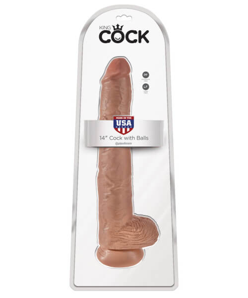 King Cock 13 in. Cock with Balls Tan