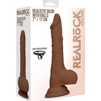 Realistic Dildo With Balls - 17 cm - Brown