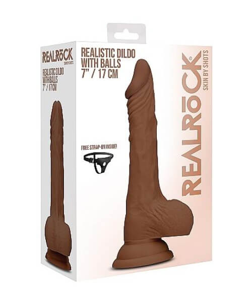 Realistic Dildo With Balls - 17 cm - Brown