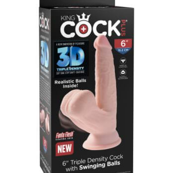 King Cock Plus 6" Thrusting Cock with Swining Balls- Light