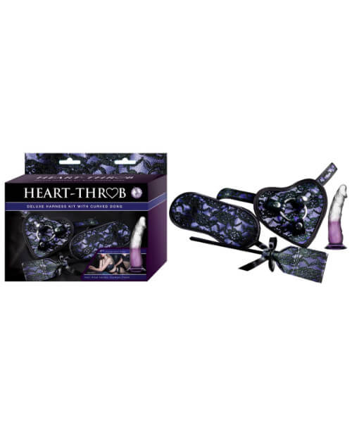 HEART-THROB DELUXE HARNESS KIT WITH CURVED DONG-PURPLE