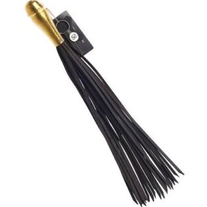 Bound X Leather Flogger With Bronze Grip Metal Handle - Bound X by Share Satisfaction