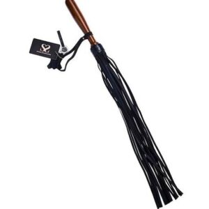 Bound X Nubuck Leather Flogger With Dark Wooden Handle - Bound X by Share Satisfaction