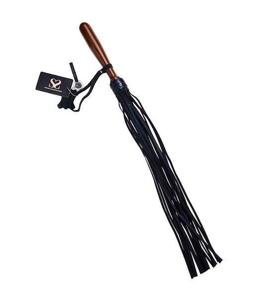 Bound X Nubuck Leather Flogger With Dark Wooden Handle - Bound X by Share Satisfaction