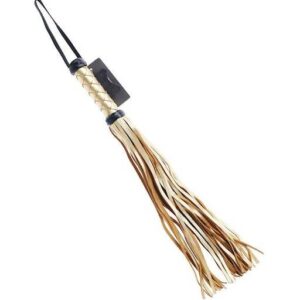 Bound X Gold Leather Flogger With Diamond Pattern Handle - Bound X by Share Satisfaction