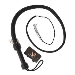 Bound X Leather Tassel Whip with Silver Balls -
