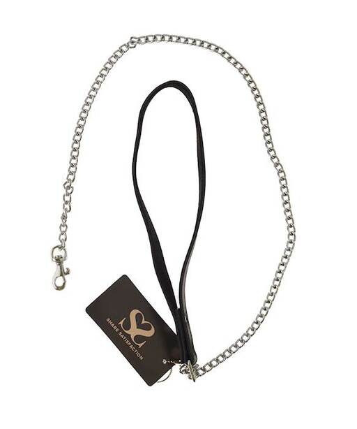 Bound X Chain Leash with Textured Leather handle -