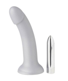 Nood Colours - Silver Dildo with Bullet - Foil Bag - Nood by Share Satisfaction