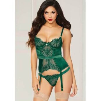 2-Piece Bustier Set Gorgeously Green - Seven Til Midnight