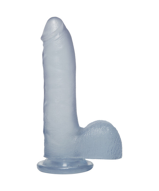 Crystal Jellies - 7 Inch Slim Cock With Balls Clear - Doc johnson