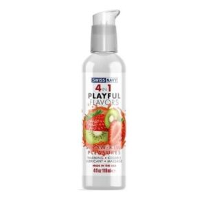 Swiss Navy 4-in-1 Playful Flavours Lubricant - Straw-kiwi Pleasures - 118ml -