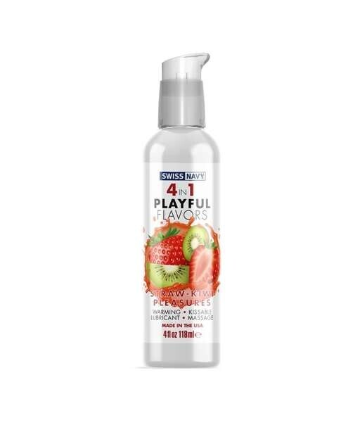 Swiss Navy 4-in-1 Playful Flavours Lubricant - Straw-kiwi Pleasures - 118ml -